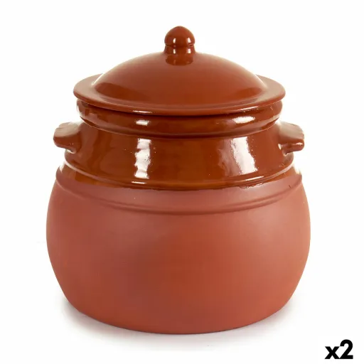 Caçarola com Tampa Barro Cozido 4,5 L 25 x 27 x 25 cm (2 Unidades)