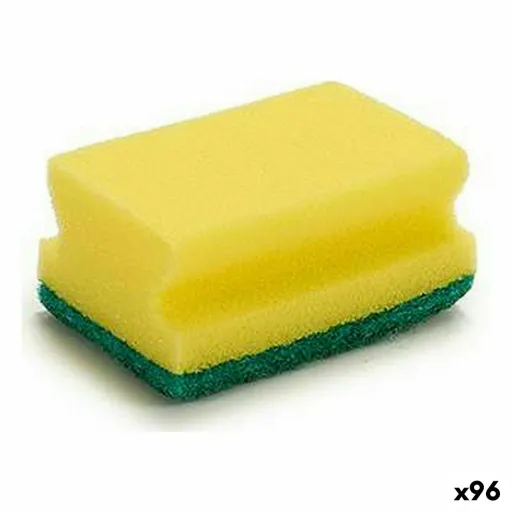 Esfregão Amarelo Verde Fibra Sintética 4 x 9 x 6,5 cm (96 Unidades)