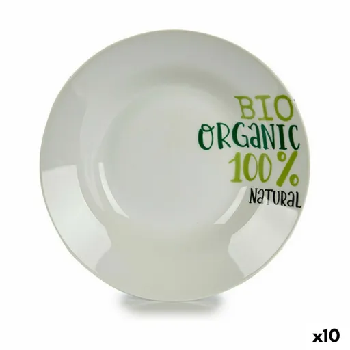 Prato Fundo Organic Branco Verde Ø 20,6 cm Porcelana (10 Unidades)