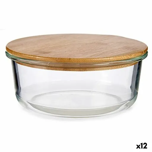 Lancheira Redonda com Tampa Bambu 17 x 7 x 17 cm (12 Unidades)