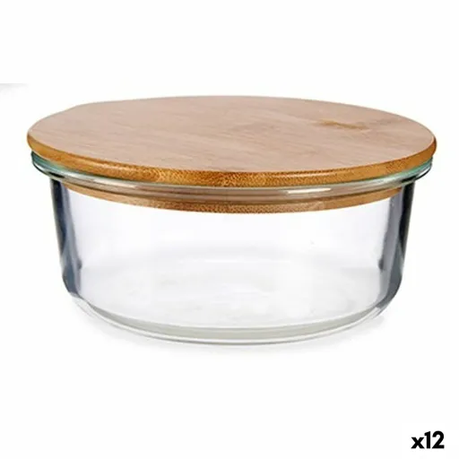 Lancheira Redonda com Tampa Bambu 15 x 6,5 x 15 cm (12 Unidades)