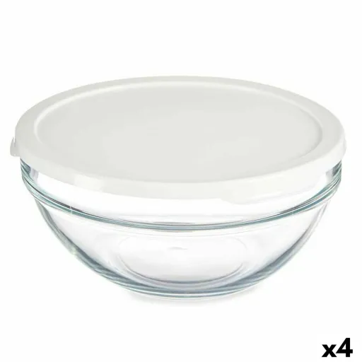 Lancheira Redonda com Tampa Chefs Branco 1,7 L 21 x 9 x 21 cm (4 Unidades)