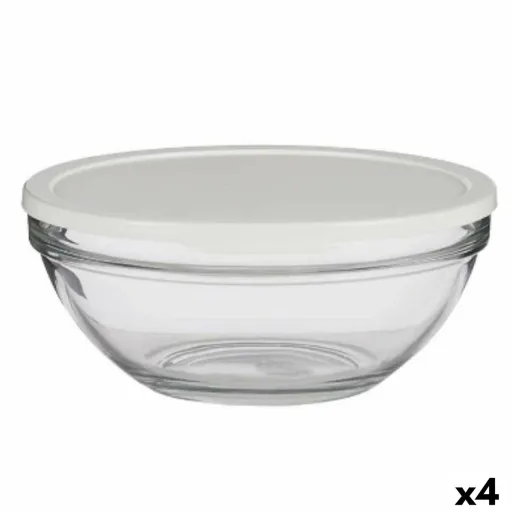 Lancheira Redonda com Tampa Chefs Branco 2,5 L 23,7 x 10,1 x 23,7 cm (4 Unidades)