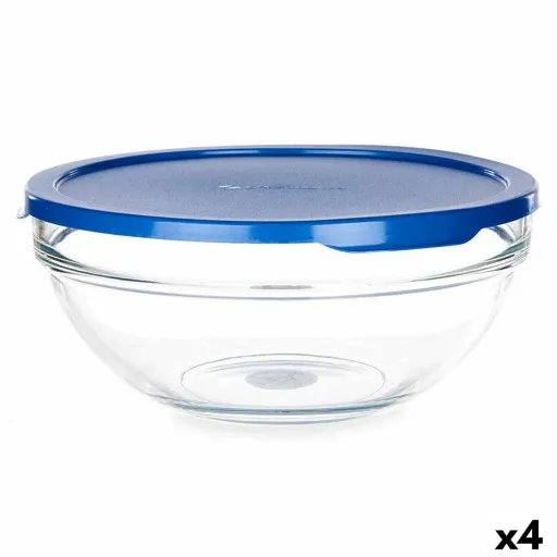 Lancheira Redonda com Tampa Chefs Azul 1,7 L 20,5 x 9 x 20,5 cm (4 Unidades)