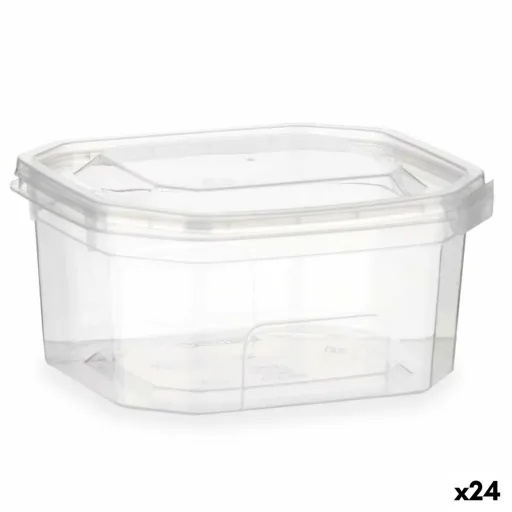 Lancheira Retangular com Tampa Transparente Polipropileno 370 ml 10,7 x 5,5 x 11,7 cm (24 Unidades)