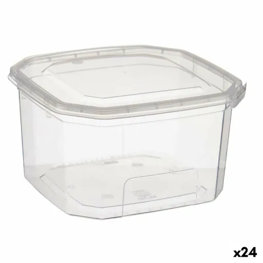 Lancheira Retangular com Tampa Transparente Polipropileno 750 ml 12,8 x 7,5 x 13,5 cm (24 Unidades)