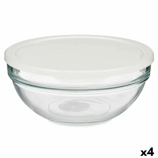 Lancheira Redonda com Tampa Chefs Branco 1,135 L 17,2 x 7,6 x 17,2 cm (4 Unidades)