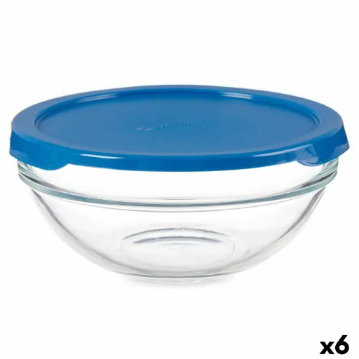 Lancheira Redonda com Tampa Chefs Azul 595 ml 14 x 6,3 x 14 cm (6 Unidades)