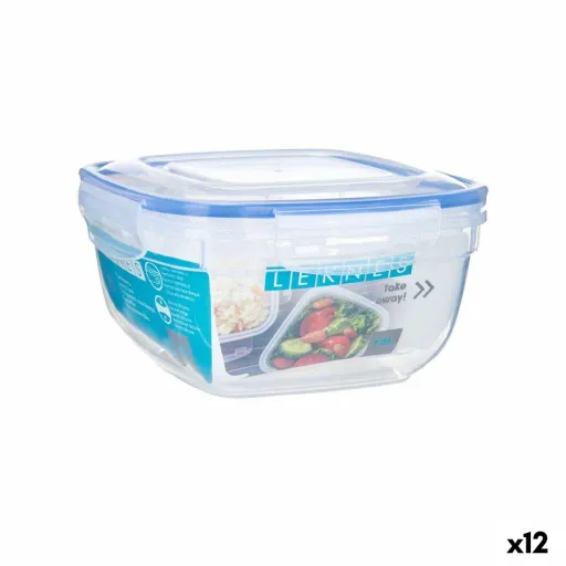 Lancheira Hermética Quadrado Transparente Polipropileno 1,5 L 17 x 10 x 17 cm (12 Unidades)