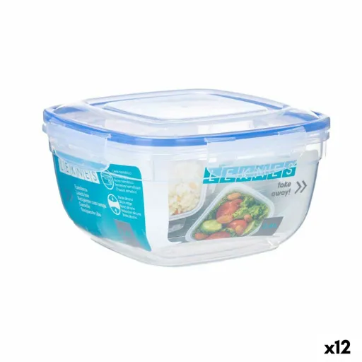 Lancheira Hermética Quadrado Transparente Plástico 2,4 L 20 x 11 x 20 cm (12 Unidades)