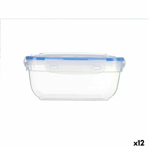 Lancheira Hermética Quadrado Transparente Polipropileno 1,4 L 14,5 x 8,5 x 20 cm (12 Unidades)