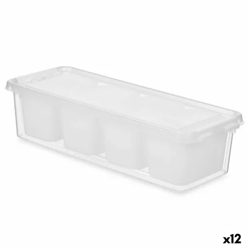 Organizador para Frigorífico Branco Transparente Plástico 37,5 x 9 x 14,3 cm (12 Unidades)