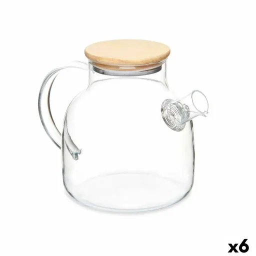 Bule com Filtro para Infusões Bambu Vidro de Borosilicato 1,2 L 22 x 16 x 14 cm (6 Unidades)