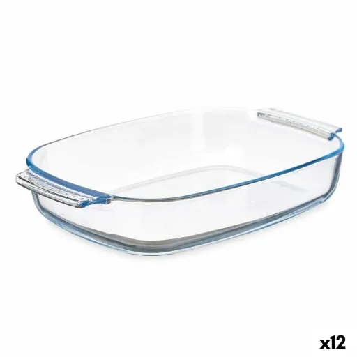 Recipiente de Cozinha Com Pegas Transparente Vidro de Borosilicato 2 L 30,2 x 6 x 19,6 cm (12 Unidades)