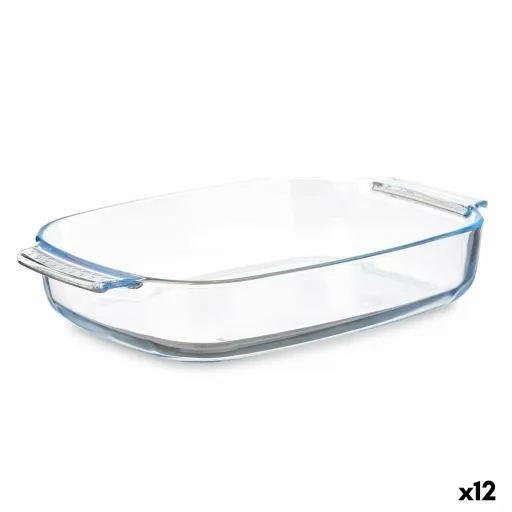 Recipiente de Cozinha Com Pegas Transparente Vidro de Borosilicato 2,7 L 34,4 x 6,1 x 22,3 cm (12 Unidades)