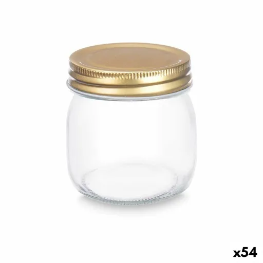 Frasco Transparente Dourado Metal Vidro 180 ml 6 x 8 x 6 cm (54 Unidades)