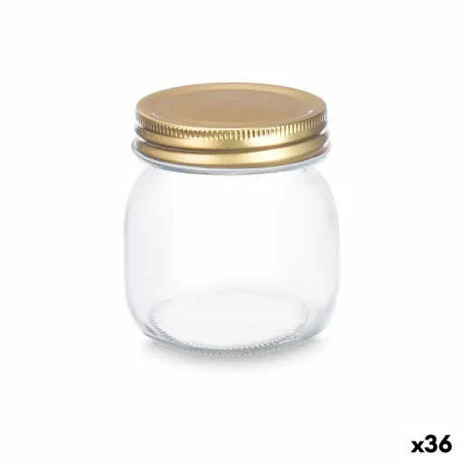 Frasco Transparente Dourado Metal Vidro 300 ml 7,5 x 9 x 7,5 cm (36 Unidades)