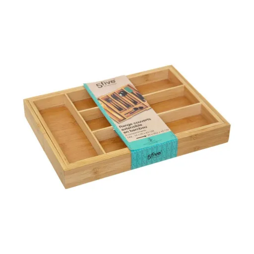 Organizador de Talheres 5five Simply Smart Castanho Natural Madeira Bambu 34 x 25 x 4,5 cm