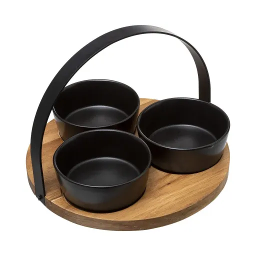 Conjunto para Aperitivos Secret de Gourmet Preto Grés 4 Peças (Ø 21 cm)