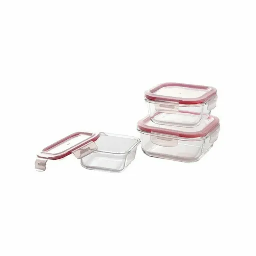 Conjunto de Lancheiras Bergner Q4052 Quadrado Vidro de Borosilicato (3 pcs)