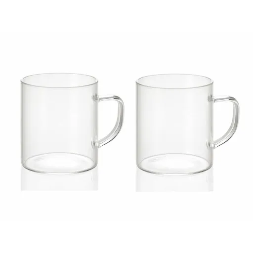 Conjunto de 2 Canecas Andrea House Ms19209 Transparente Vidro 300 ml 2 x 300 ml Ø 7,5 x 8,5 cm