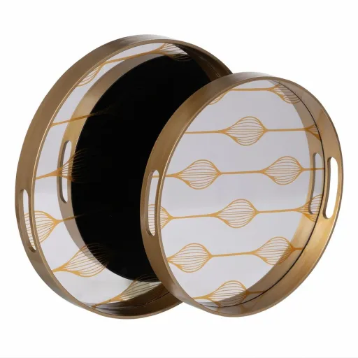 Bandeja de Aperitivos Dourado PVC Cristal 42 x 42 x 4,2 cm (2 Unidades)