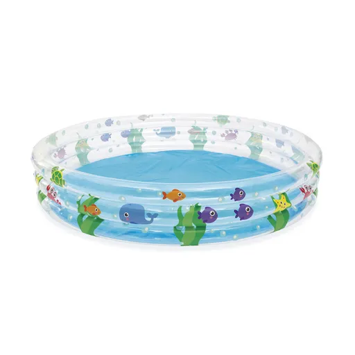 Bestway Piscina Insuflável Infantil 3 Aros Transparente Vida Marinha 183x33 cm +2 Anos Jardim 51005