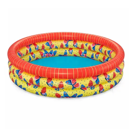 Bestway Piscina Inflável Infantil 3 Anéis Borboletas 168x38 cm +2 Anos Jardim 51202