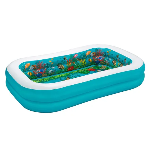 Bestway Piscina Inflável 2 Câmaras Fundo 3D Marinho com Acessórios 262x175x51 cm +3 Anos Jardim 54177