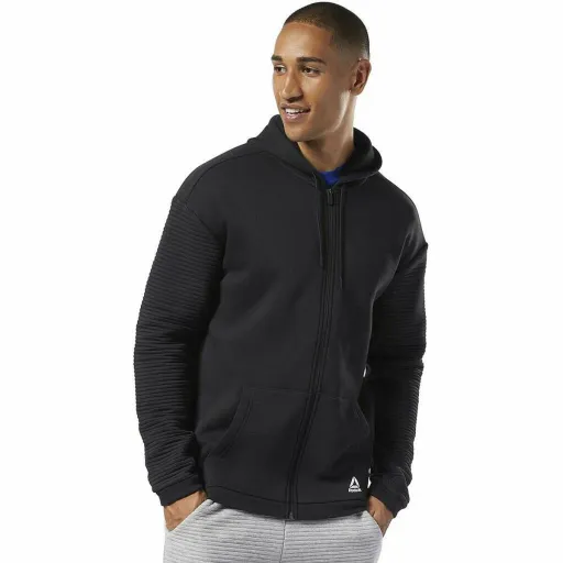 Polar com Capuz e Fecho Homem Reebok WOR FLEECE FZ HOOD EC0900 Preto