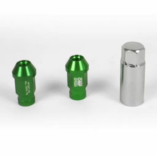 Set Porcas OMP 7075 40 mm M12 x 1,25 20 Uds Verde