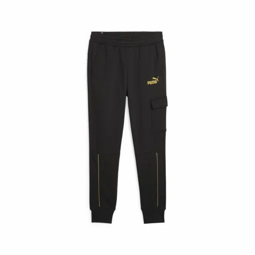 Calças de Treino para Adultos Puma Ess+ Minimal Gold Preto Homem