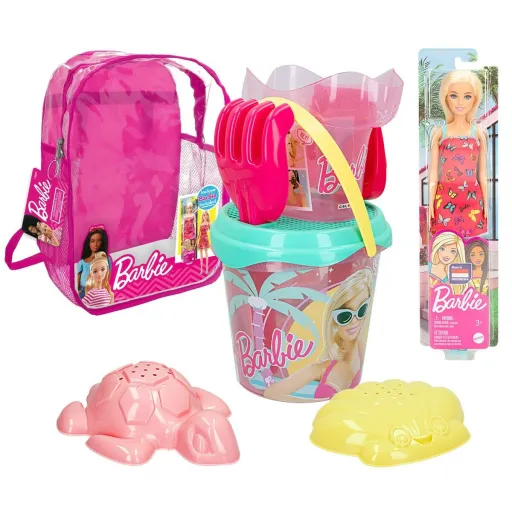 Conjunto de Brinquedos de Praia Barbie 8 Peças 18 x 16 x 18 cm