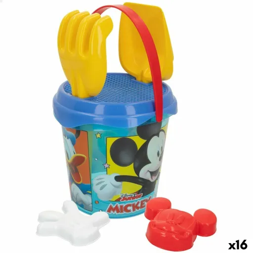 Conjunto de Brinquedos de Praia Mickey Mouse Ø 18 cm (16 Unidades)