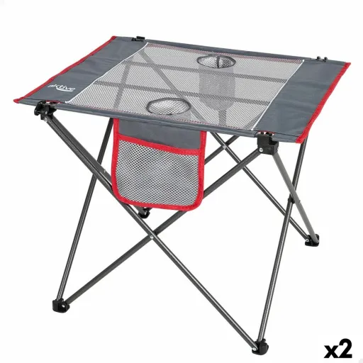 Mesa Dobrável Aktive Camping Cinzento 62 x 50 x 50 cm (2 Unidades)