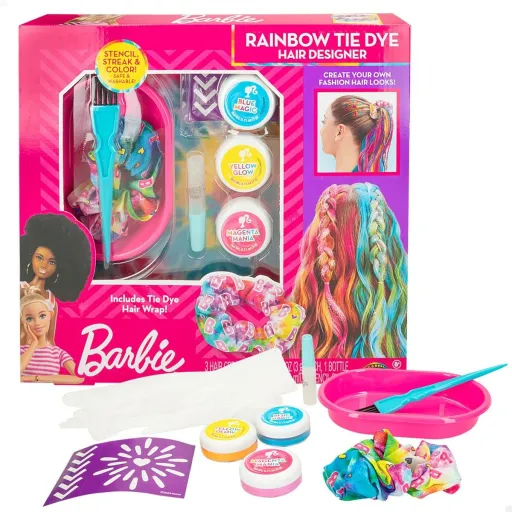 Conjunto de Cabeleireiro Barbie Rainbow Tie 15,5 x 10,5 x 2,5 cm Cabelo com Madeixas Multicolor