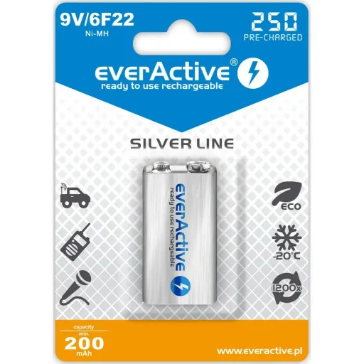 Pilhas Recarregáveis EverActive EVHRL22-250 6F22 200 MAh 9 V