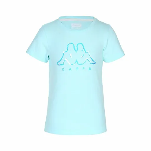 Camisola de Manga Curta Infantil Kappa Quissy Blue Água-Marinha