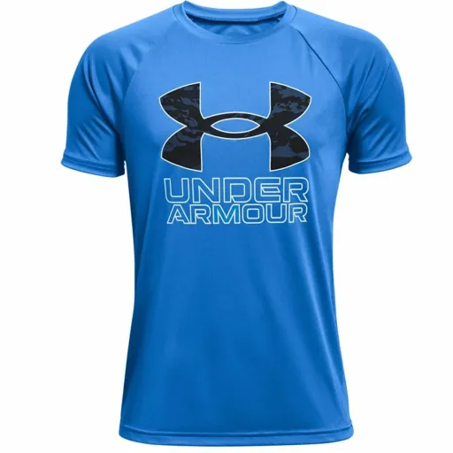 Camisola de Manga Curta Criança Under Armour Tech Hybrid Azul