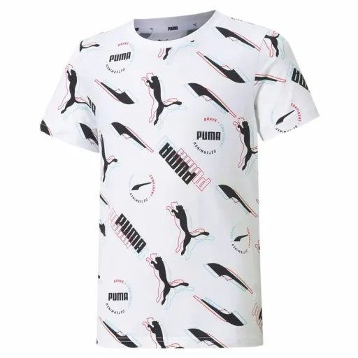 Camisola de Manga Curta Infantil Puma AOP Branco