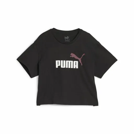 Camisola de Manga Curta Infantil Puma Girls Logo Cropped Preto