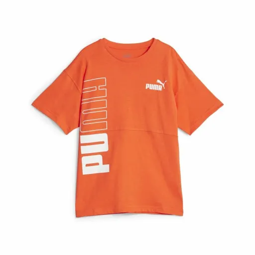 Camisola de Manga Curta Infantil Puma Power Colorblock Laranja Escuro