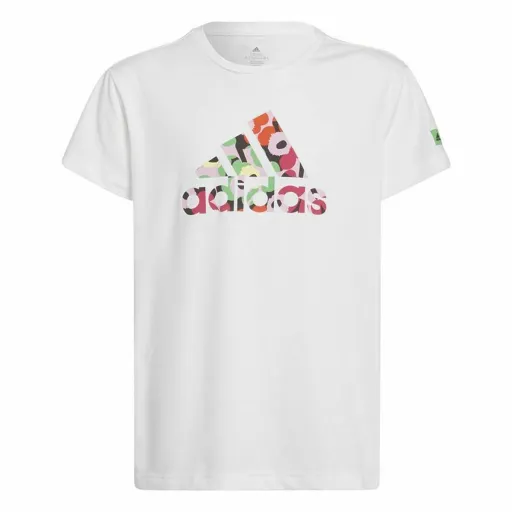 Camisola de Manga Curta Infantil Adidas x Marimekko Branco