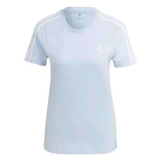 Camisola de Manga Curta Mulher Adidas 3 Stripes Azul Claro