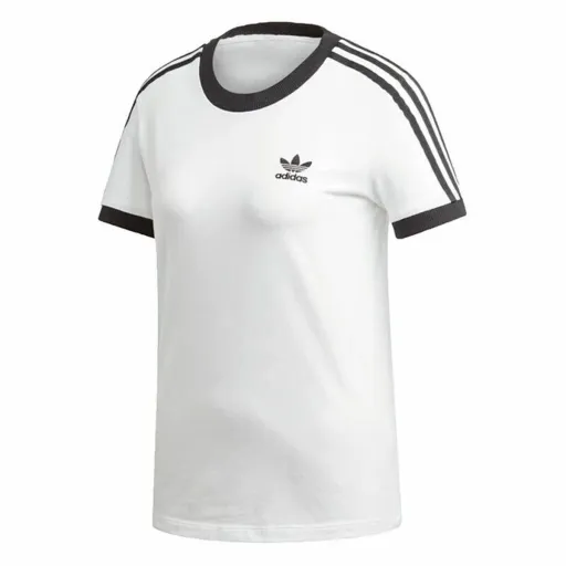 Camisola de Manga Curta Mulher Adidas 3 Stripes Branco