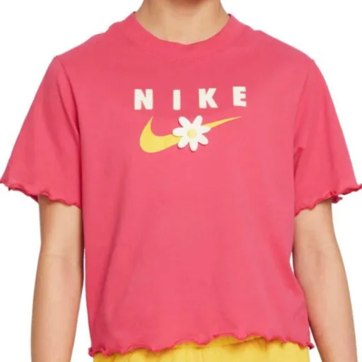 Camisola de Manga Curta Infantil ENERGY BOXY FRILLY Nike DO1351 666  Cor de Rosa