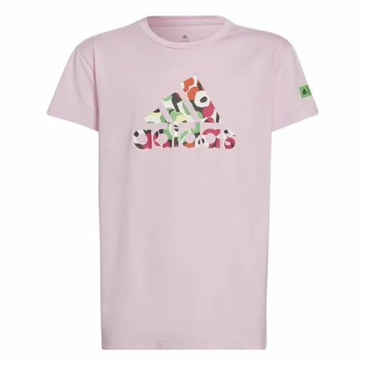 Camisola de Manga Curta Infantil Adidas x Marimekko Cor de Rosa