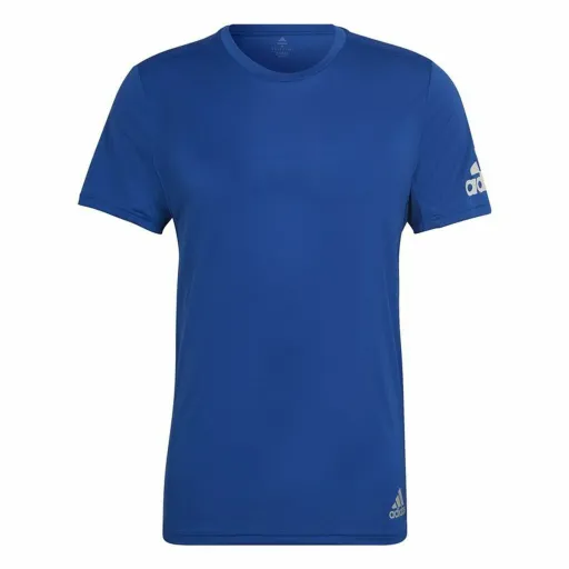 Camisola de Manga Curta Homem Adidas Run It  Azul