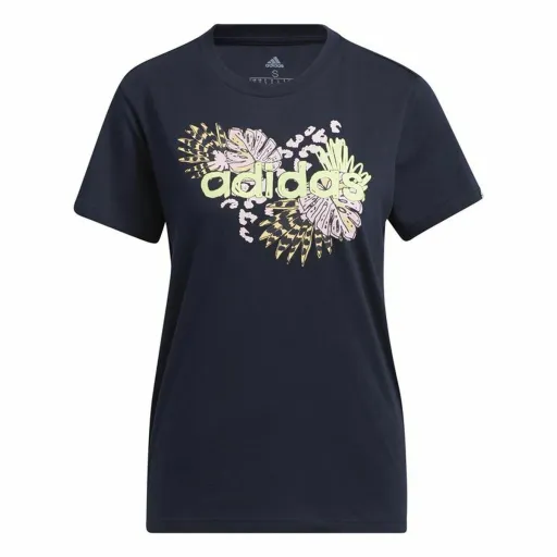 Camisola de Manga Curta Mulher Adidas Farm Print Graphic Azul Escuro