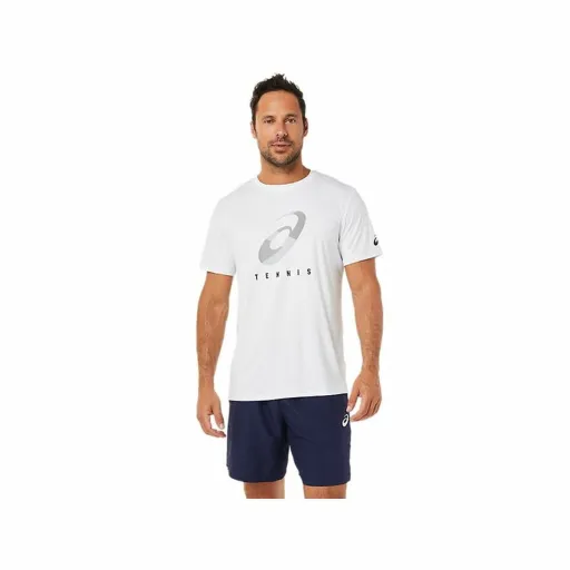 Camisola de Manga Curta Homem Asics Court Spiral Tee Branco